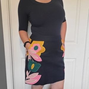 NWT - Boden Women's Navy Blue Embroidered Floral Skirt ‐ US Size 10